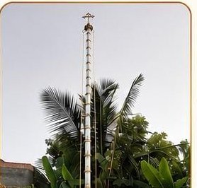 New 53-foot brass flag mast